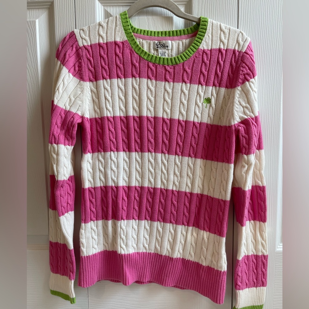 Lilly Pulitzer Cable Knit Striped Sweater. Size L.